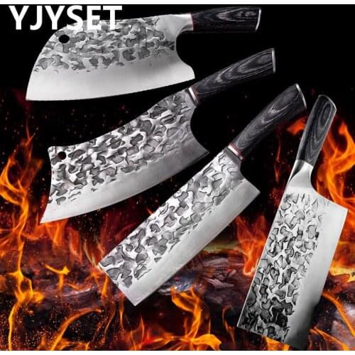 Forged Butcher Knife Gyuto Kitchen Knife Meat Cleaver Japanese High Carbon Steel Knife Handmade Chef Tang Slicing Cooking Knife