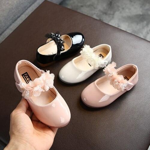 New Girls Princess Leather Shoes Rhinestone Lace Baby Shoes Black Performance Shoes Childrens Shoes Kids Shoes Sneakers