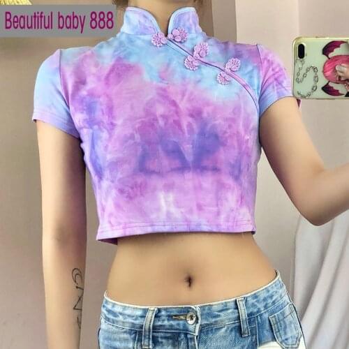 Meqeiss summer Retro Chinese style graphic crop top women fashion Elegant Casual T-shirt ladies Street wear Harajuku tees mujer