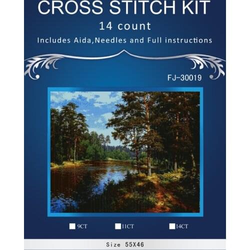 ONEROOM Cross Stitch Kits Crafts 14CT Unprinted landscapes, River Forest Embroidered Handmade Art DMC Oil Painting Set Wall