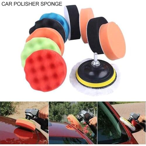 12pcs 3in Car Polisher Waxing Pads Buffing Waxing Sponge Boat Car Buffer Wool Wheel Polishing Pad Removes Scratches Polish Set