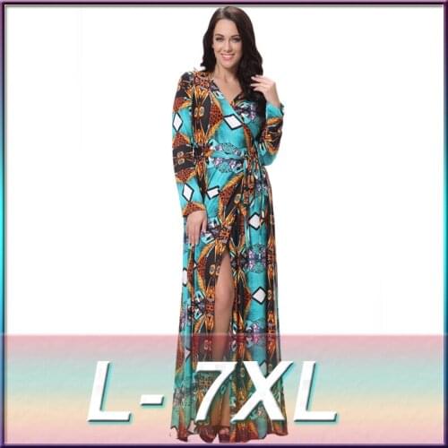 New sautumn womens dresses bohemian L-7XL size womens dress Autumn dresses womens clothing plus size 7117