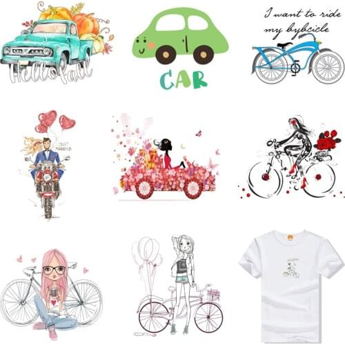 Iron-on Transfers for Clothing Patches Clorhing Stickers Stripe Dress Diy Cartoon Cars Patch Fusible Vinyle Thermocollant Pvc C