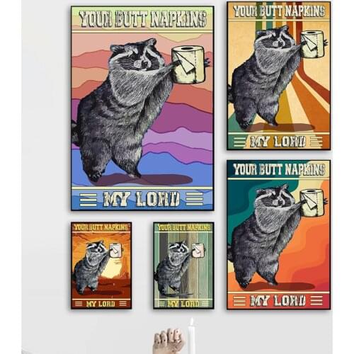 Gray Cat Poster Your Butt Napkins Art Print Vintage Colorful Background Pictures Funny Bathroom Sign Canvas Painting Home Decor