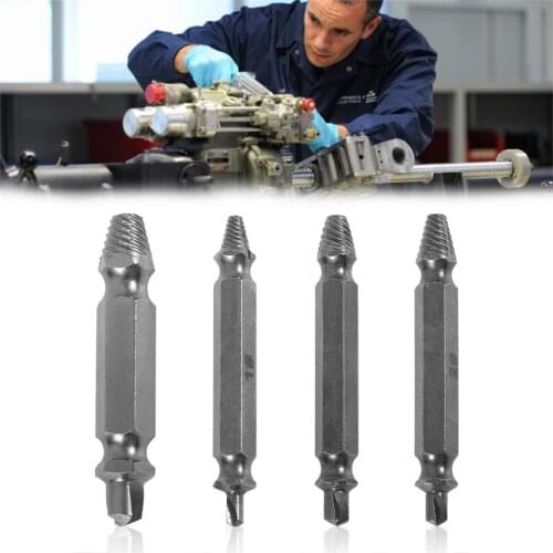 Profession 4pcs/set Steel Broken Screws Extractor Double Side Damaged Bolt Remover Easy Out Set Drill Bits Guide Set