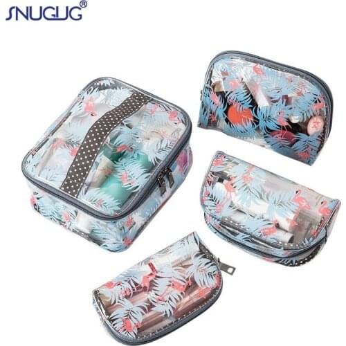 Transparent PVC Makeup Bags Flamingos Cosmetics Pouch Waterproof Travel Beauty Pouch Women Zipper Cosmetic Bag Large Capacity