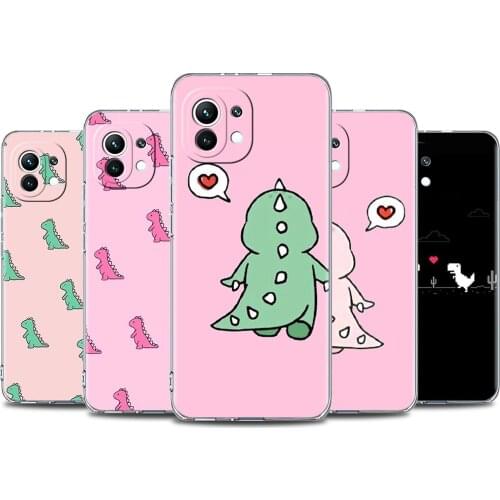 Cute Little Dinosaur Transparent Capa For Xiaomi Mi 11 10T Note 10 Lite 9T 9 Phone Case Poco X3 NFC M3 F3 GT F2 Pro 5G Cover