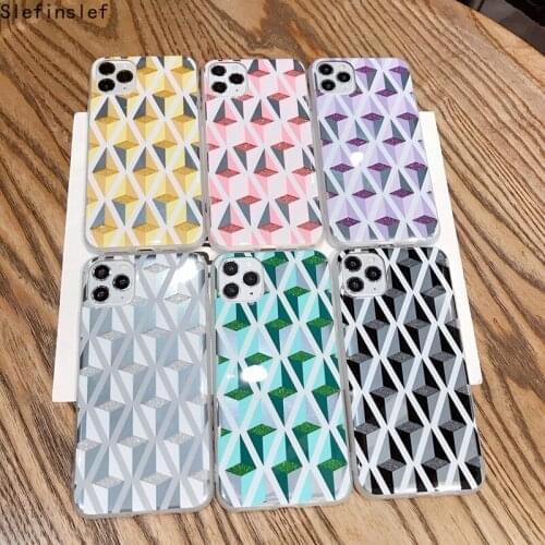 Luxury Geometric Case For iPhone 11 Pro Max XR XS max For iPhone 7 8 SE 20 7 Plus 11 IMD electroplated colorful diamond case