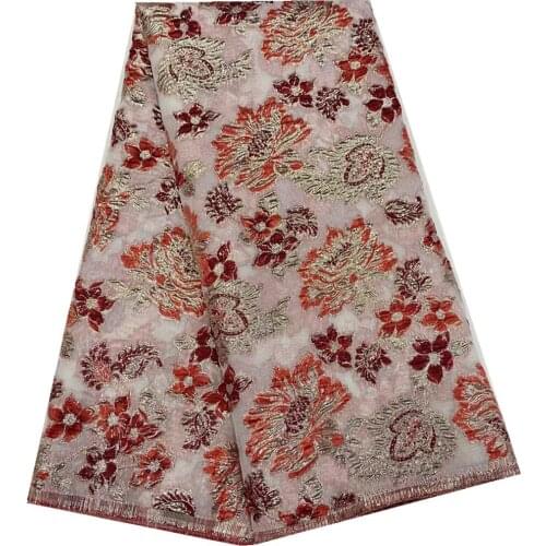 SJ Lace 2021 Latest Jacquard Fabric Brocade Lace Tissu Top Selling African Tulle Net Lace Fabric Brocade Fabric for Dress dp5-90