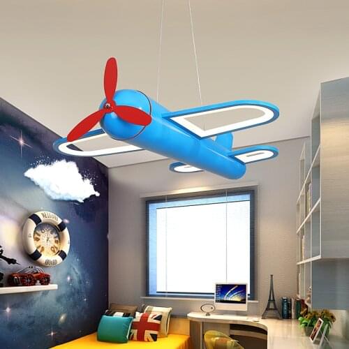LED chandeliers light for bedroom children room Modern blue yellow cartoon airplane hanging lamp kids baby boys indoor Lighting