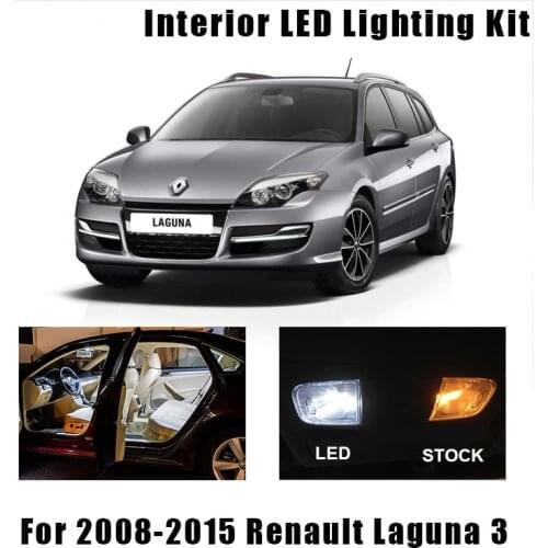 18pcs Canbus Error Free Car LED Bulbs Interior Reading Dome Light Kit For 2008-2015 Renault Laguna III 3 MK3 License Plate Lamp
