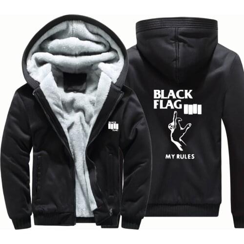 Black flag rock band windbreak outwear coat men warm hoodie man thick Camouflage Sleeve causal winter Jacket hoody men clothes