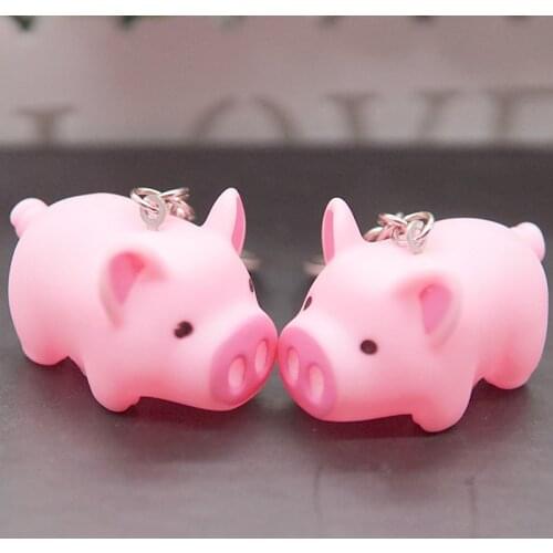 WANGAIYAO new cartoon beeping pink piggy keychain pinch to call decompression vent cartoon cute pink piggy toy bag car ornaments