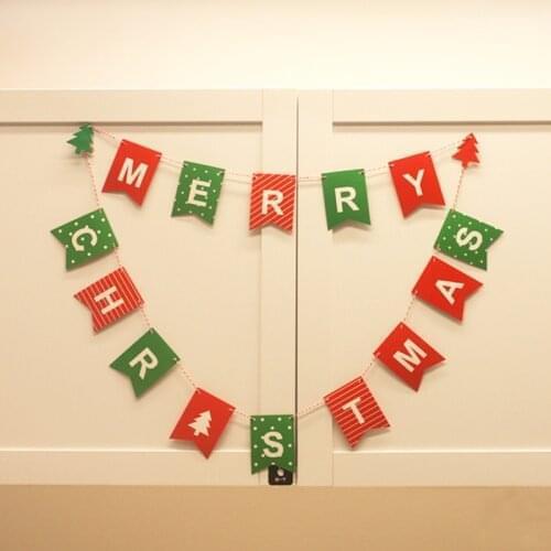 2 Meters Colorful Paper Merry Christmas Letter Pattern Bunting Banners Flags XMAS Tree Door and Wall Hanging Decoration