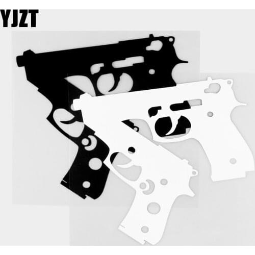 YJZT 15.3×15.1CM Weapon Shape Car Sticker Automatic Pistol Exquisite Vinyl Decal Car Exterior Decoration Black / Silver 20C-0462