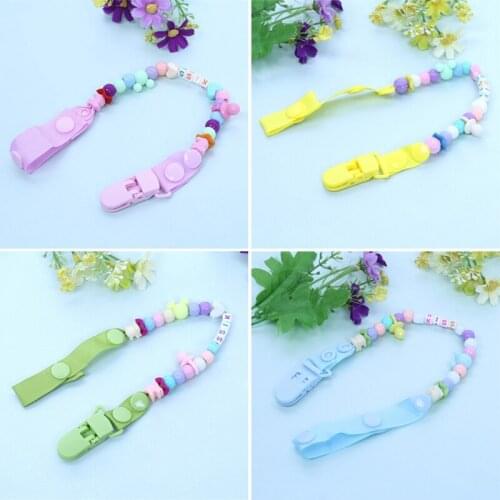 Baby Pacifier Clip Pacifier Chain Hand Made Colourful Beads Dummy Clip Baby Soother Nipple Holder Nipple Attachment for Babies