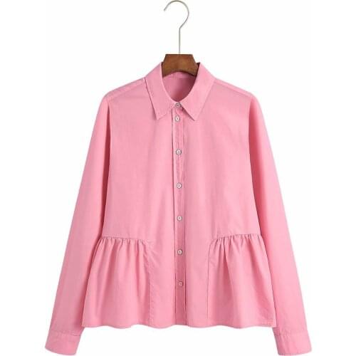 Womens Pink Poplin Shirt Office Ladies Long-Sleeved Shirt Fashion Casual Chic Loose 2021 Single-Breasted Shirt Women