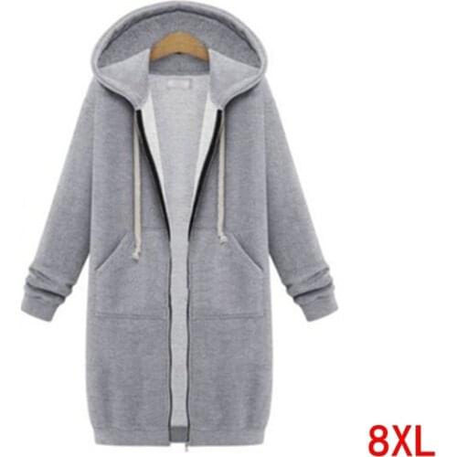 Plus size 5XL 6XL 7XL 8XL bust 130cm large size womens hoodie autumn and winter long-sleeved loose large size sweatshirt jacket