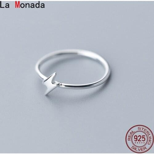 La Monada Glossy Lightning Women Ring 925 Sterling Silver Minimalist Rings For Women 925 Silver Fine Jewerly Rings Woman