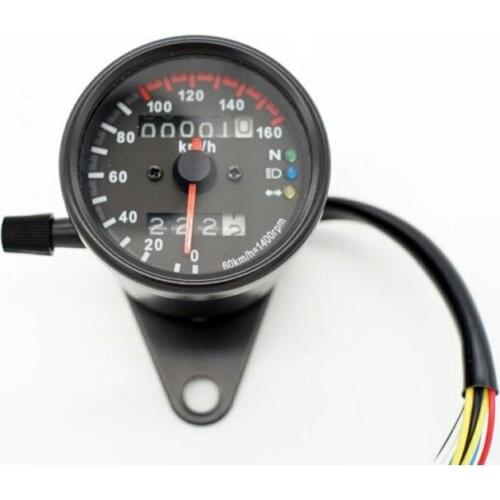 DC 12V Motorcycle Speedometer Odometer Meter Motorbike Scooter Universal Backlight Dual Speed Gauge with LED Indicator 0~160km/h
