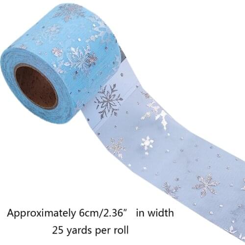 25Yards 6cm Multi Color Snowflake Pattern Tulle Roll DIY Table Skirt Colorful Tulle Roll DIY Bows Wedding Decoration