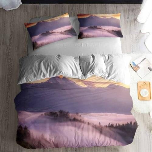 HELENGILI 3D Bedding Set foggy mountain forest Print Duvet cover set bedclothes with pillowcase bed set home Textiles