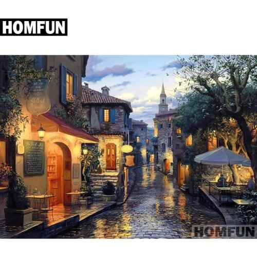 HOMFUN Full Square/Round Drill 5D DIY Diamond Painting "Retro town" Embroidery Cross Stitch 5D Home Decor Gift A01713