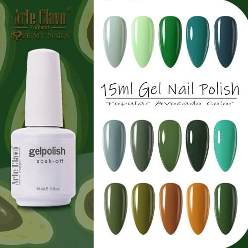 Arte Clavo Gel Nail Polish Green Vernis Primer Gel Polish Led Vernis Semi Permanant UV Gel Nail Art 15ml Soak Off Base Top Coat