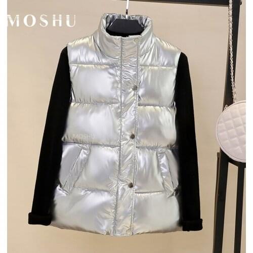 Shinny Vest Women Sleeveless Jacket Ladies Warm Waistcoat Vest Bodywarmer Down Coat Female Parkas Winter Glossy Jackets