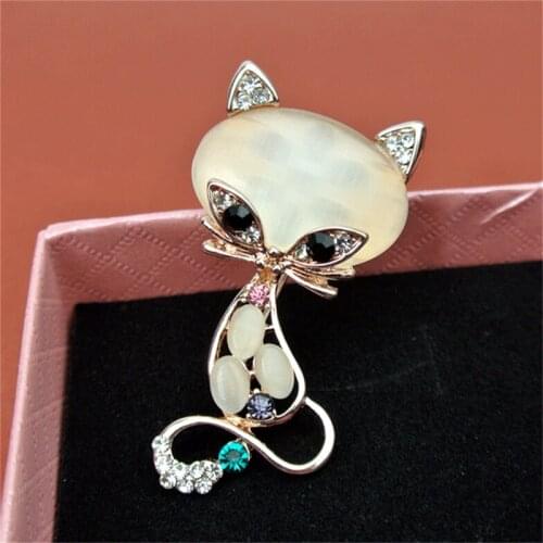 Fox Cat Animal Brooch Pin For Woman Fashion Sweater Coat Hat Scarf Clothing Accessories Luxury Banquet Jewelry