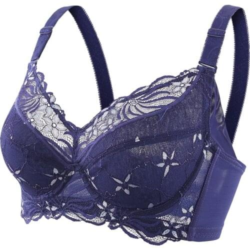 Womens Sheer Lace Full Figure Unlined Minimizer Bra 34 36 38 40 42 44 46 48 B C D E F G H