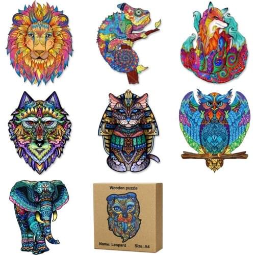 Wooden Jigsaw Puzzle Fox Puzzle Board Set Toy Interesting Wooden Puzzles For Adults Kids Christmas Gifts Educational Games Toys