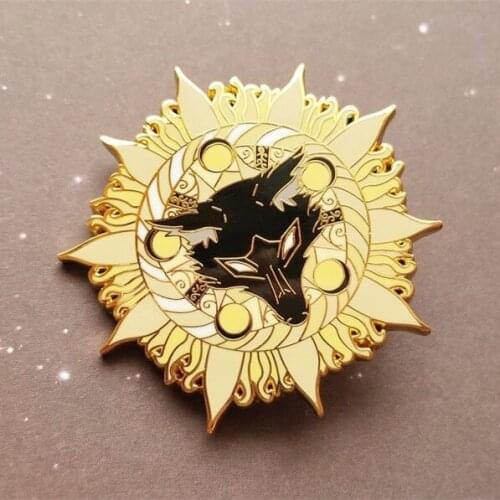 Star-Bound Wolf Rune Moon Glory Enamel Brooch Pins Badge Lapel Pins Brooches Alloy Metal Fashion Jewelry Accessories Gifts