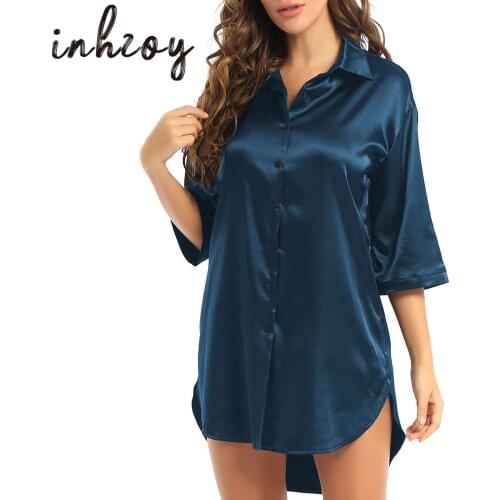 Женские атласные ночные сорочки Inhzoy China At AliExpress