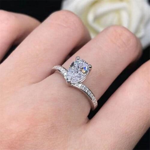 Passed Diamond Test Perfect 1ct Moissanite Special Shaped Pear Shaped Diamond Ring Heart-shaped Diamond Ring Women Jewelry