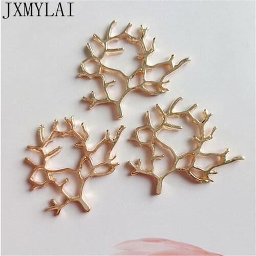 10 PCS 3.4cm*3.2cm Fashion Metal Alloy KC Gold Branch Connectors Charm For Jewelry Making