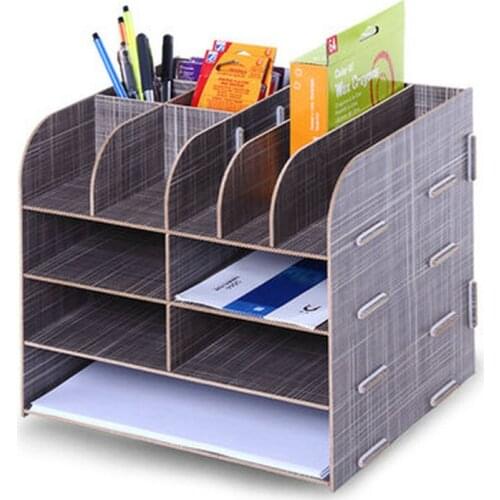 Fashion Color Office Desk Organizer Wooden Document File Cabinet Table Accessories Organizer Desk Set