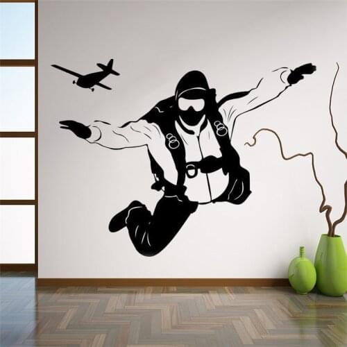 Skydiver Wall Sticker Skydiving Vinyl Decal Home Interior Design Extreme Sports Living Room Dorm Art decoration Sticker HY1222