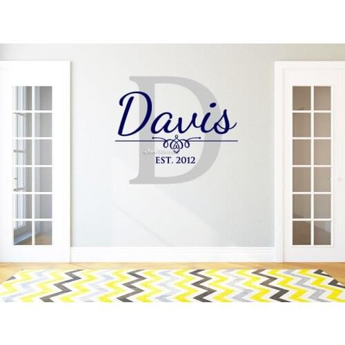 Family Name Customized Wall Stickers Vinyl Wall Decal Monogram Living Family Room Wall Graphics Home Decor Removable Mural SA618