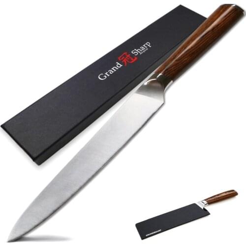 Slicing Knife Super Quality Molybdenum Vanadiun German Steel 1.4116 Kitchen Knives Carving Filleting Salmon Professional Tools