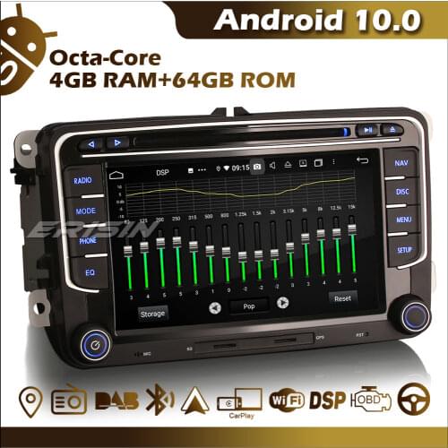 Octa-Core Android 10.0 Autoradio Car Stereo DVD WiFi 4G CarPlay USB GPS TPMS DVR Canbus for VW Golf Passat Tiguan EOS Skoda SEAT