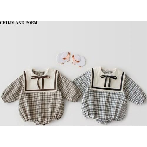 Baby Girl Clothes Spring 2020 Plaid Baby Romper Girl Newborn Baby Clothes Long Sleeve Baby Girl Boy Romper Infant Baby Jumpsuit