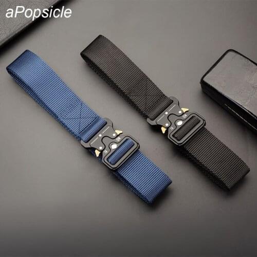 Outdoor Mountaineering Belt Automatic Quick Release Buckle Tactical Canvas Military Belt Army 1.5 Inch Belt Nylon Mens Outdoor