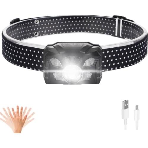 Motion Sensor Rechargeable LED Headlamp Headlight Camping Flashlight Head Light Torch Lamp With USB Cable