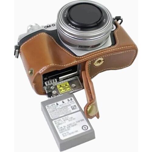 PU Leather case Half Body For Olympus EM10III EM10 MarkIII proector hard case bag With Battery Opening high quality