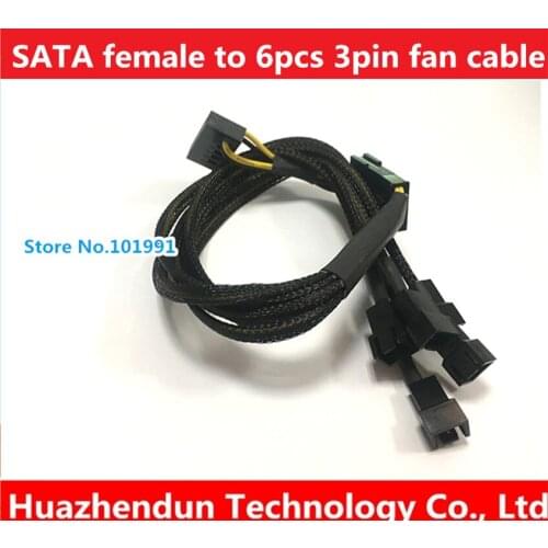 SATA 1 to 6 Port 3Pin Fan Power supply Cable For PCI express Graphics Card PC 6 ways 3P Cooling PWM Y splitter Converte