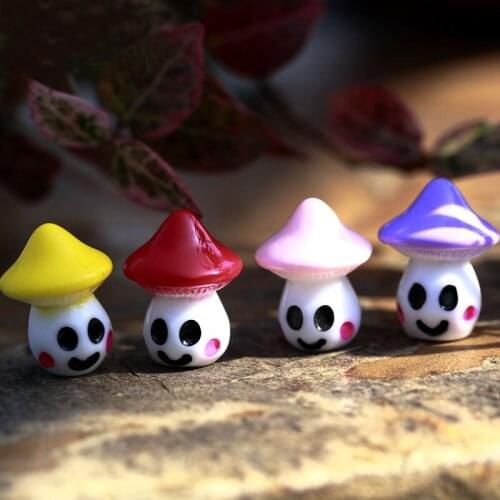 Smile Mushrooms Miniature Fairy Garden Home Houses Decoration Mini Craft Micro Landscaping Decor DIY Accessories wood color