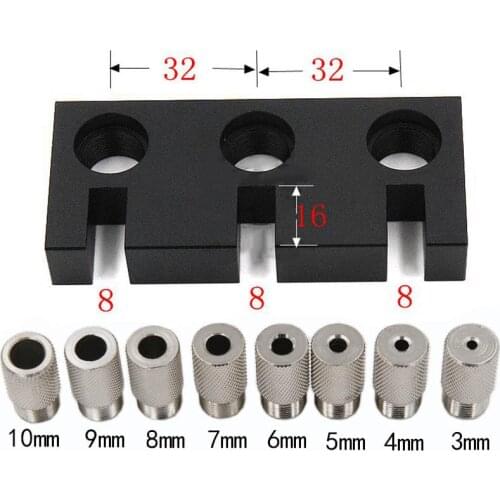 3/4/5/6/7/8/9/10mm Drill Bit 3 in 1 log tenon hole punch Locator Jig Woodworking hole opener DIY tools
