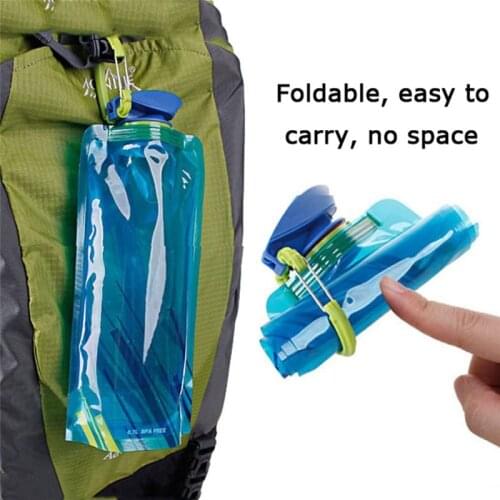 Outdoor Foldable Water Bottle Foldable Water Bottle Outdoor Hiking Camping PE Water Bag Soft Flask Squeeze Portable Running Cycl