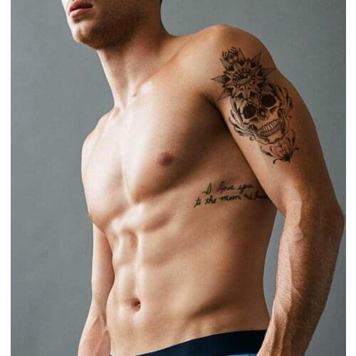 Waterproof Temporary Tattoo Sticker Black Eye of God Skull Sanskrit Flower Fake Tattoos Flash Tatoos Arm Body Art for Women Men